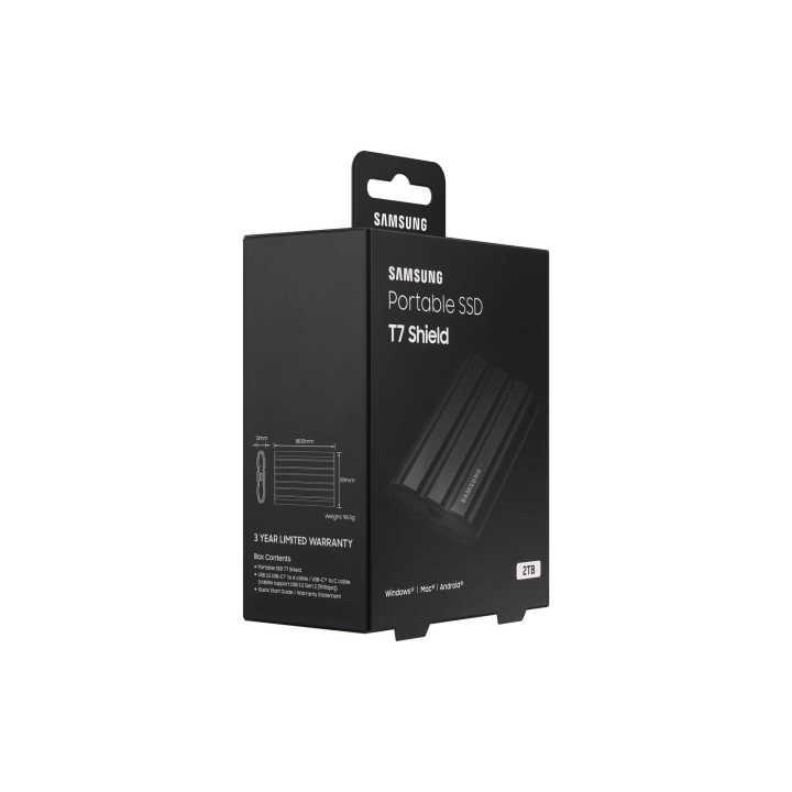 SAMSUNG SSD ESTERNO T7 SHIELD 2TB USB-C BLACK